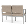 Lesro Stone (Beige)2 Seat Sofa, 43.5W24.5L32H, Linette VinylSeat, Lenox SteelSeries LS2101